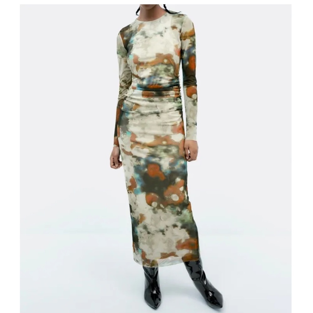 ZARA PRINTED TULLE DRESS NWT